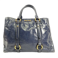 藍色 牛皮 手提包【MIU MIU 繆繆】