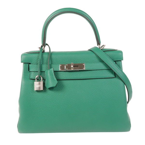 綠色 Taurillon牛皮 Kelly 28 凱莉包 两用包 W刻 銀扣【HERMES 愛馬仕】