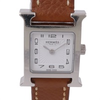 白色錶盤 棕色皮帶 Heure H 腕錶【HERMES 愛馬仕】 HH1.110