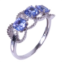 18K白金 坦桑石 鑽石 戒指【JEWELRY 無品牌珠寶】 Tanzanite 3.1g