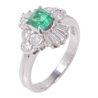PT900鉑金 祖母綠 鑽石 戒指【JEWELRY 無品牌珠寶】 Emerald 6.0g