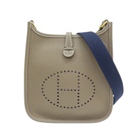 大象灰 Taurillon牛皮 Mini Evelyne 肩背包 W刻 金扣【HERMES 愛馬仕】 W刻印/Etoupe/PHW