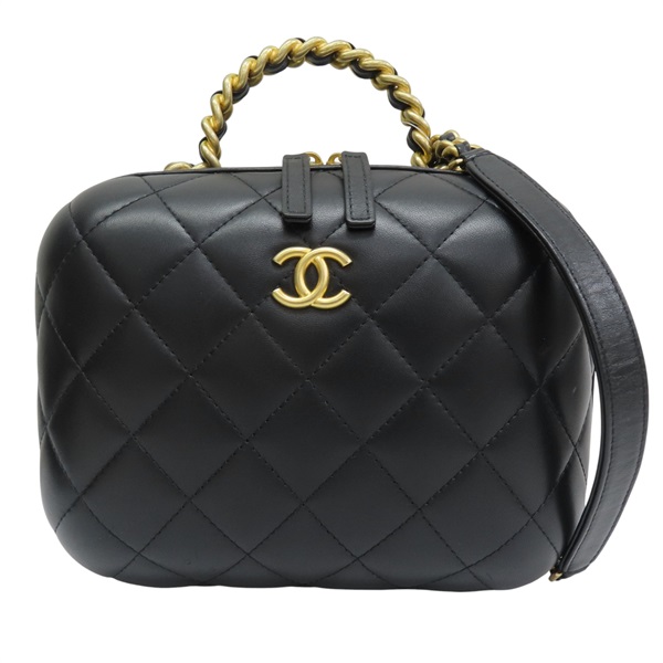 黑色 羊皮 Vanity 肩背包 金釦【CHANEL 香奈兒】 BK
