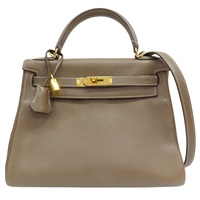 大象灰 TC牛皮 Kelly28 兩用包 T刻 金釦【HERMES 愛馬仕】 T刻印 /Etoupe/GHW