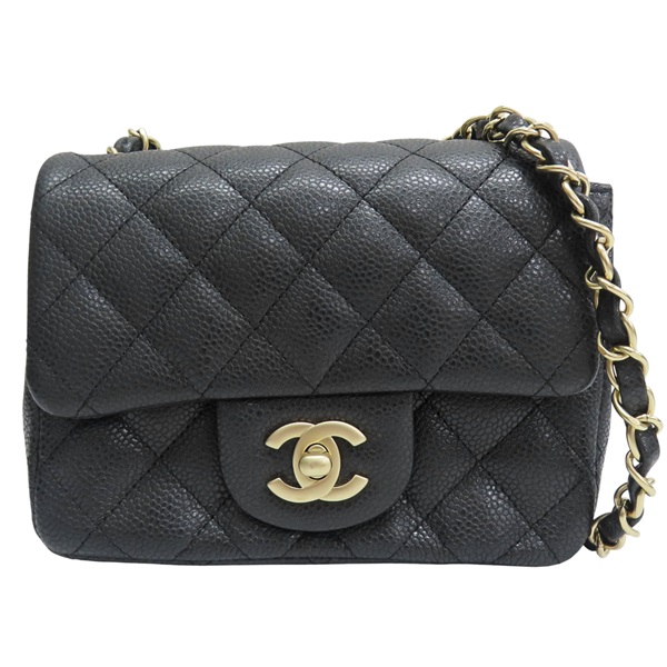 黑色 菱格紋 荔枝牛皮 Mini Coco 鏈帶 肩背包 金釦【CHANEL 香奈兒】 A35200