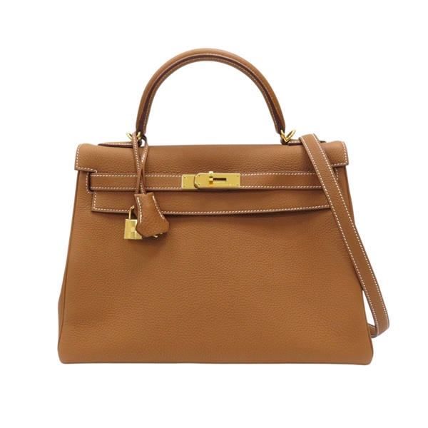 金棕色 Togo牛革 Kelly 32 凱莉包 兩用包 A刻 金扣【HERMES 愛馬仕】
