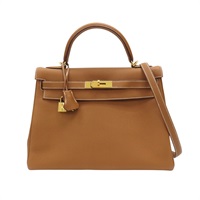 金棕色 Togo牛革 Kelly 32 凱莉包 兩用包 A刻 金扣【HERMES 愛馬仕】