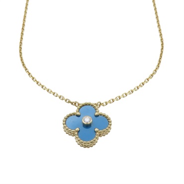 18K黃金 陶瓷四葉草  Vintage Alhambra 項鍊【Van Cleef ＆ Arpels 梵克雅寶】VCARP46000 VCARP46000
