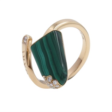 18K玫瑰金 孔雀石 鑽石 Gelati 戒指 50【BVLGARI 寶格麗】 AN858329