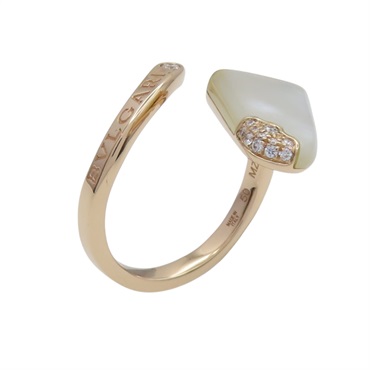 18K玫瑰金 母貝 鑽石 Gelati 戒指 50【BVLGARI 寶格麗】 AN858014