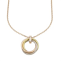 18K 三色三金 鑽石 Trinity 墜飾 項鍊【Cartier 卡地亞】 B7058700