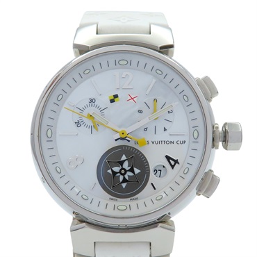 白色錶盤 膠帶 不鏽鋼 Tambour Lovely Cup 腕錶【LOUIS VUITTON LV 路易威登】 Q132C2