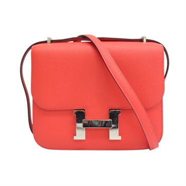 蜜桃粉 Epsom牛皮 Constance Mini 康康包 肩背包 A刻 銀扣【HERMES 愛馬仕】