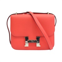 蜜桃粉 Epsom牛皮 Constance Mini 康康包 肩背包 A刻 銀扣【HERMES 愛馬仕】