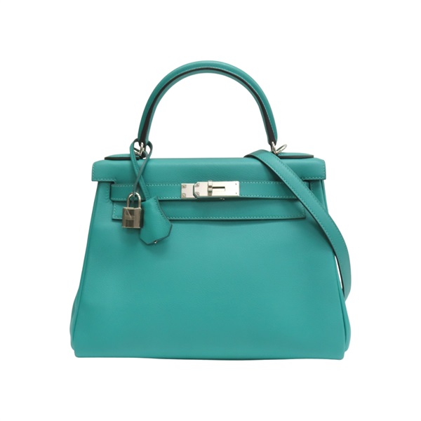 維羅納綠/普魯士藍 Evercolor牛皮 Kelly 28 凱莉包 兩用包 D刻 銀扣【HERMES 愛馬仕】