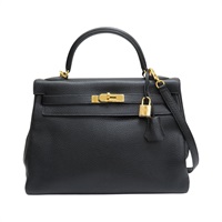 黑色 Togo牛皮 Kelly 32 凱莉包 兩用包 □R 金扣【HERMES 愛馬仕】