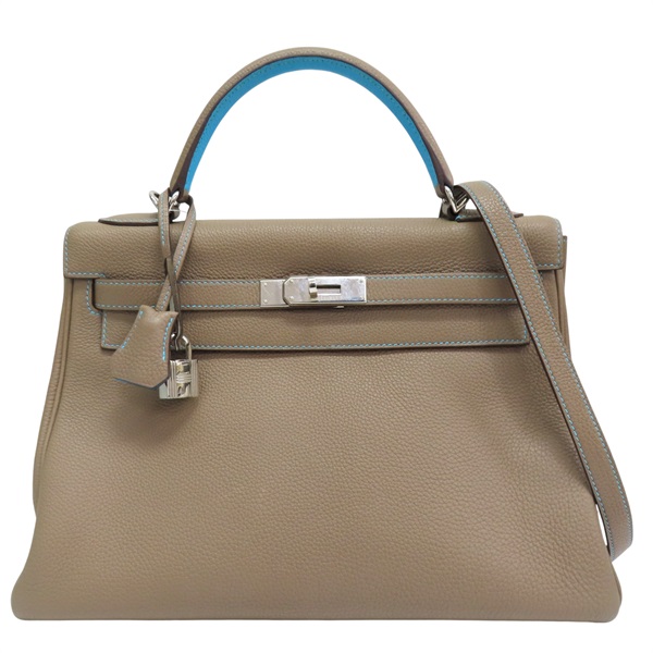 大象灰 阿茲特克藍 TOGO牛皮 KELLY 32 ECLAT 兩用包 □N刻 銀釦【HERMES 愛馬仕】