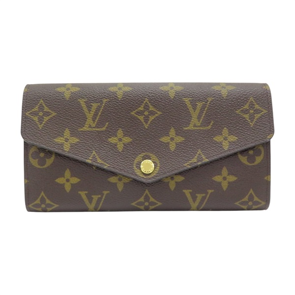 棕色 原花帆布 Sarah 扣式 長夾【LOUIS VUITTON LV 路易威登】 M60531