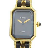 Premiere S 石英腕錶 黑色錶盤 鍍金 皮革錶帶【CHANEL 香奈兒】 H0001