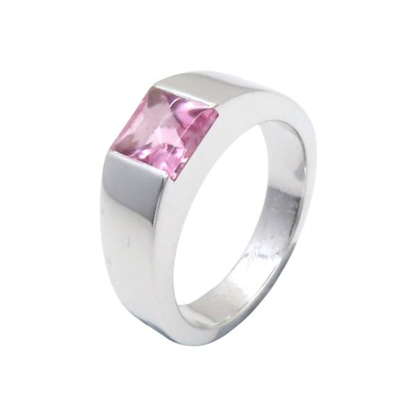 18K白金 粉紅碧璽 Tank 戒指 51【Cartier 卡地亞】