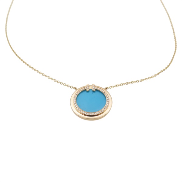 18K玫瑰金 綠松石 鑽石 T necklace diamond 項鍊【Tiffany & Co 蒂芬妮】