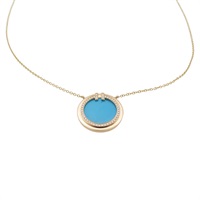 18K玫瑰金 綠松石 鑽石 T necklace diamond 項鍊【Tiffany & Co 蒂芬妮】