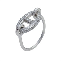 18K白金 鑽石 New Farandole 戒指 50【HERMES 愛馬仕】 H221625B00050