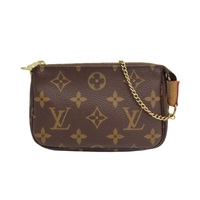 棕色 原花帆布 Mini Pochette Accessoires 手提包【LOUIS VUITTON LV 路易威登】 M58009
