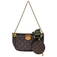 棕色 原花帆布 Multi Pochette Accessoires 肩背包【LOUIS VUITTON LV 路易威登】 M44813