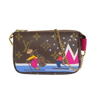 棕色 原花帆布 Christmas Mini Pochette Accessoires 手提包【LOUIS VUITTON LV 路易威登】 M67769