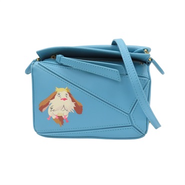 藍色 牛皮 宮崎駿 Howls Moving Castle Mini Heen Puzzle 兩用包【LOEWE 羅威】