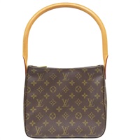 棕色 原花帆布 Looping MM 肩背包【LOUIS VUITTON LV 路易威登】 M51146