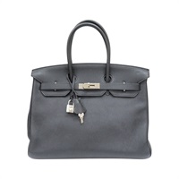 黑色 Togo牛皮 Birkin 35 柏金包 手提包 □M刻 銀扣【HERMES 愛馬仕】