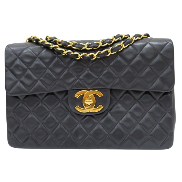 黑色 羊皮 Vintage Flap 33 肩背包 金釦【CHANEL 香奈兒】 A01094