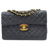 黑色 羊皮 Vintage Flap 33 肩背包 金釦【CHANEL 香奈兒】 A01094