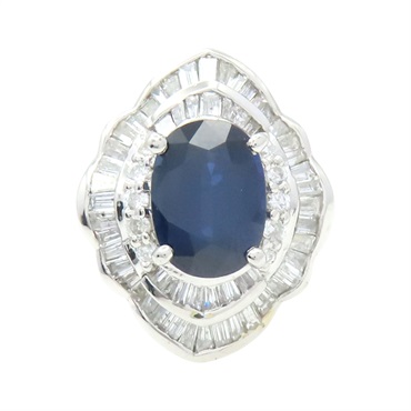 PT900鉑金 藍寶石 鑽石 戒指【JEWELRY 無品牌珠寶】