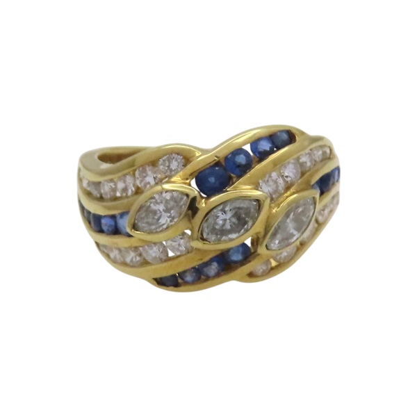 18K黃金 藍寶石 碎鑽 戒指【JEWELRY 無品牌珠寶】 Diamond 5.94g