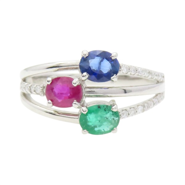 三種寶石 PT900鉑金 戒指【JEWELRY 無品牌珠寶】