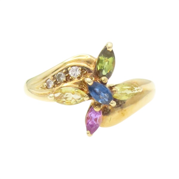 三種顏色寶石 18K黃金 戒指【JEWELRY 無品牌珠寶】