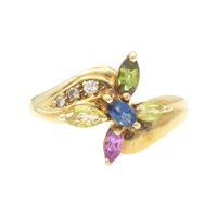 三種顏色寶石 18K黃金 戒指【JEWELRY 無品牌珠寶】