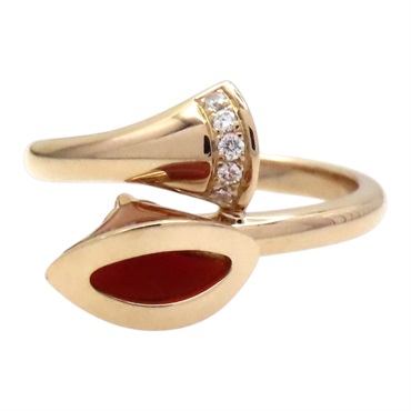 18K玫瑰金 紅玉髓 垂墜 戒指【BVLGARI 寶格麗】 350929