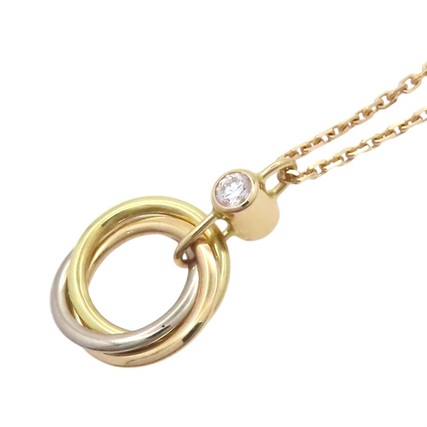 18K 三色三金 鑽石 Trinity 迷你款 墜飾 項鍊【Cartier 卡地亞】 B7224815