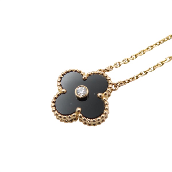 18K玫瑰金 縞瑪瑙 Vintage Alhambra 項鍊【Van Cleef & Arpels 梵克雅寶】 VCARO97I00