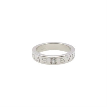 18K白金 一顆方鑽 BVLGARI BVLGARI 戒指 #52【BVLGARI 寶格麗】