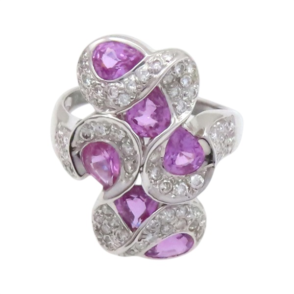18K白金 粉紅藍寶石 鑽石 戒指【JEWELRY 無品牌珠寶】 Sapphire 6.51g