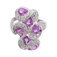 18K白金 粉紅藍寶石 鑽石 戒指【JEWELRY 無品牌珠寶】 Sapphire 6.51g
