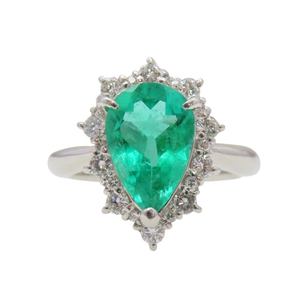 PT900鉑金 祖母綠 鑽石 戒指【JEWELRY 無品牌珠寶】