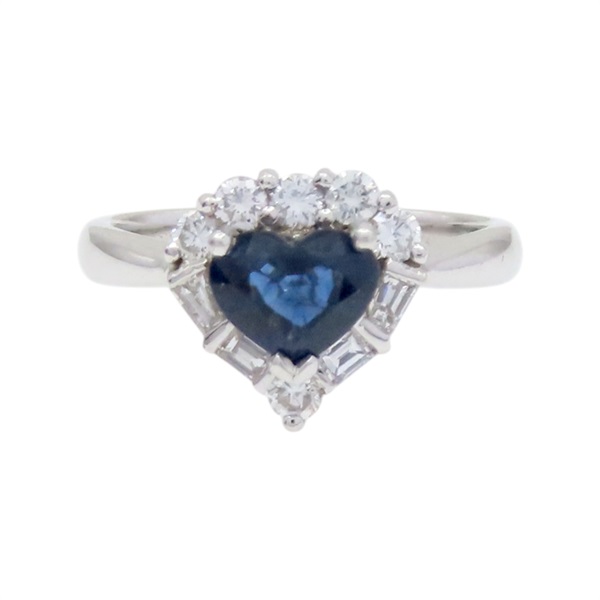 18K白金 藍寶石 鑽石 愛心 戒指【JEWELRY 無品牌珠寶】 Sapphire 4.5g