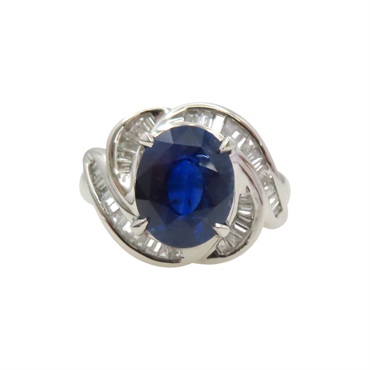 PT850鉑金 藍寶石 鑽石 戒指【JEWELRY 無品牌珠寶】