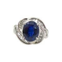 PT850鉑金 藍寶石 鑽石 戒指【JEWELRY 無品牌珠寶】